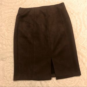 Brown Suede Pencil Skirt